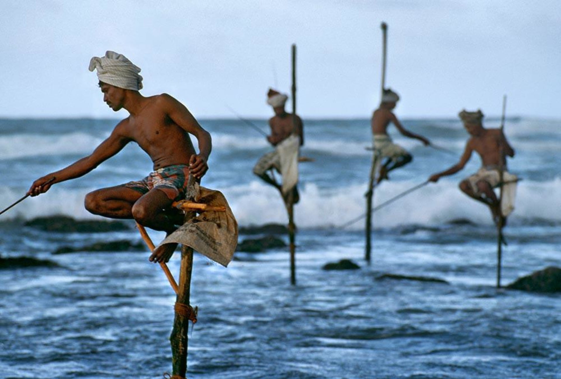 Stilt fishermen near Koggala and Weligama
